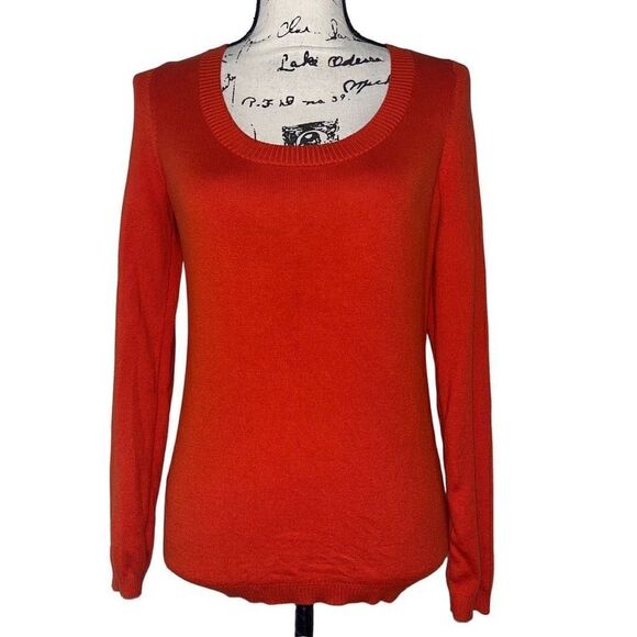 Ann Taylor Loft orange scoop neck sweater medium - Picture 1 of 4